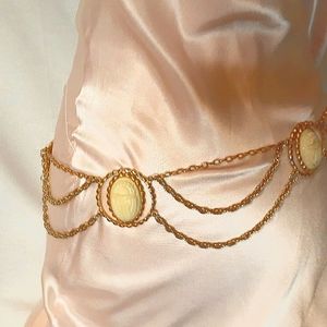 Vintage gold chain belt Scarab belt 1980s